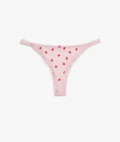 Etam Printed Tanga with Lace Details CoralIMPFD Flash Sale