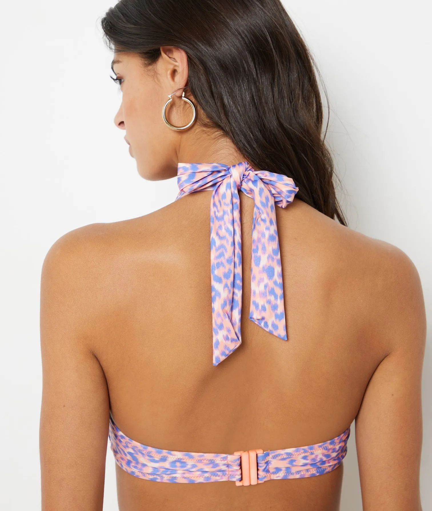 Etam Printed Tie-Front Strapless Bikini Top IMPFDMAUVE. Fashion