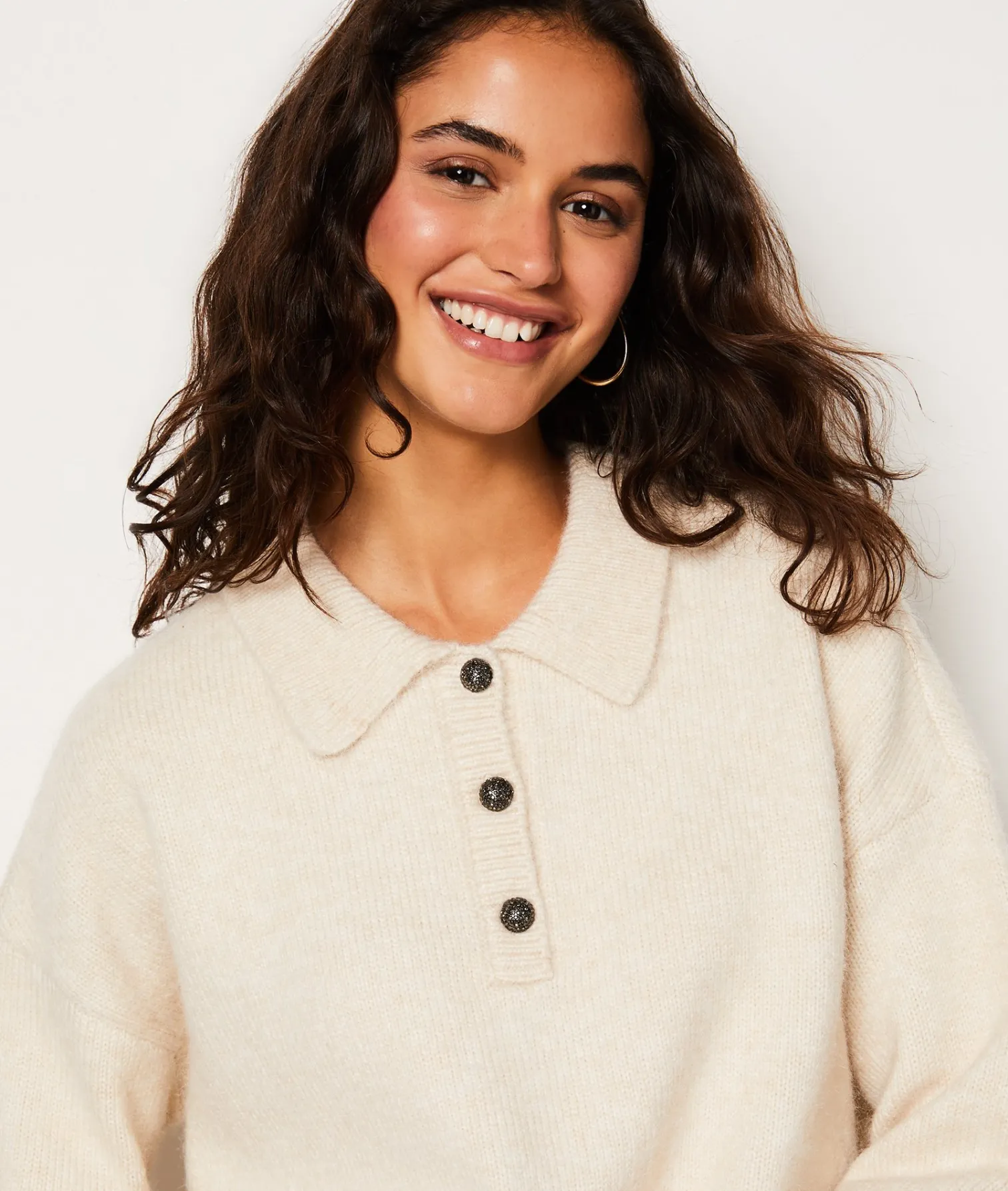 Etam Pull col boutonné ECRU Discount