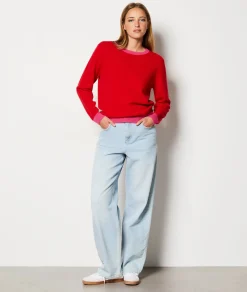 Etam Pull col rond ROUGE New