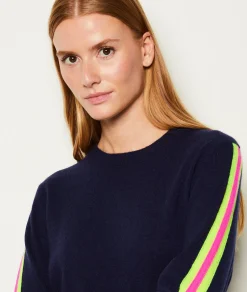 Etam Pull col rond 100% cachemire patch MARINE Hot