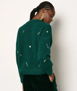 Etam Pull col rond brodé VERTSAPIN Flash Sale