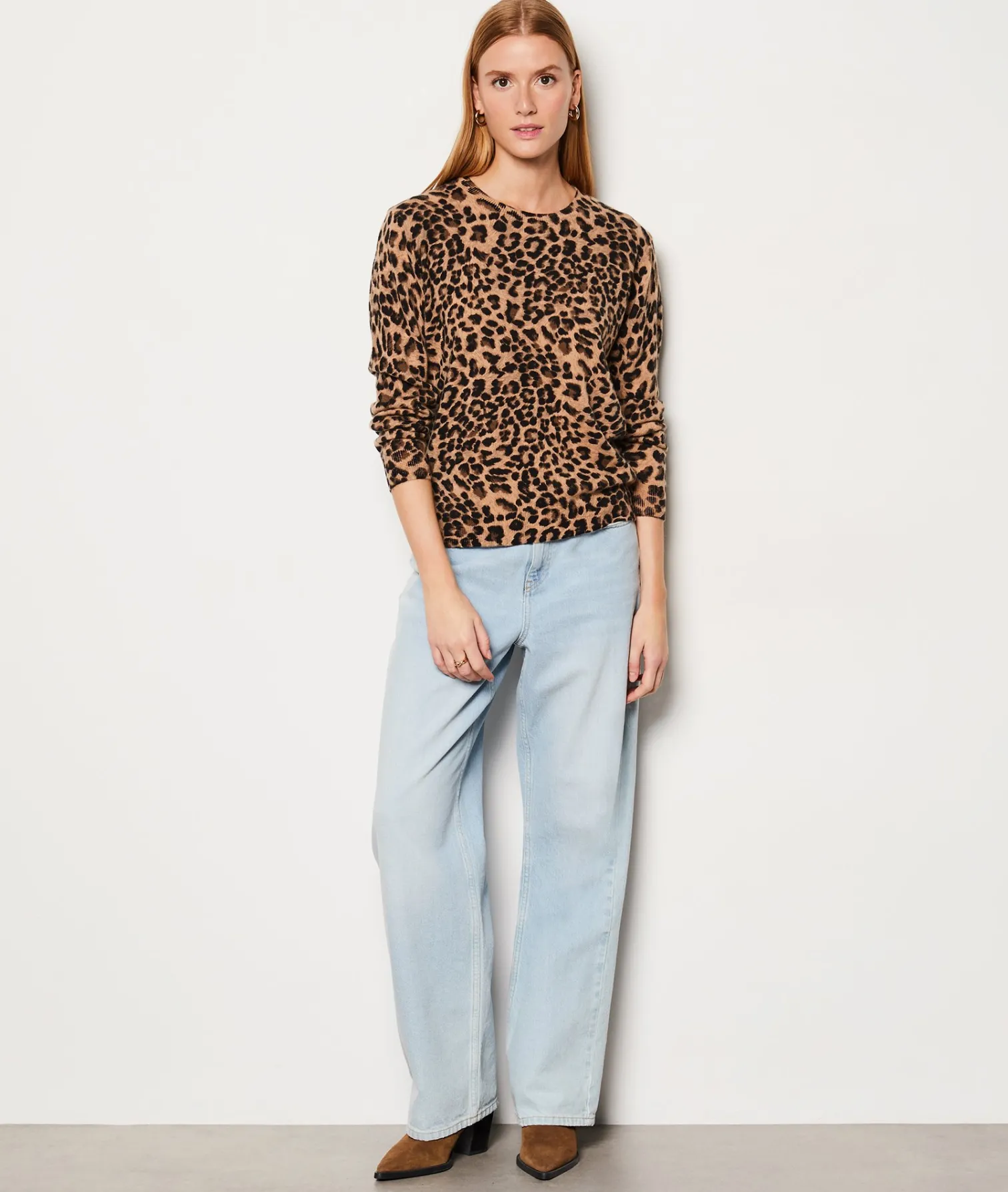 Etam Pull col rond cachemire léopard MARRON Outlet