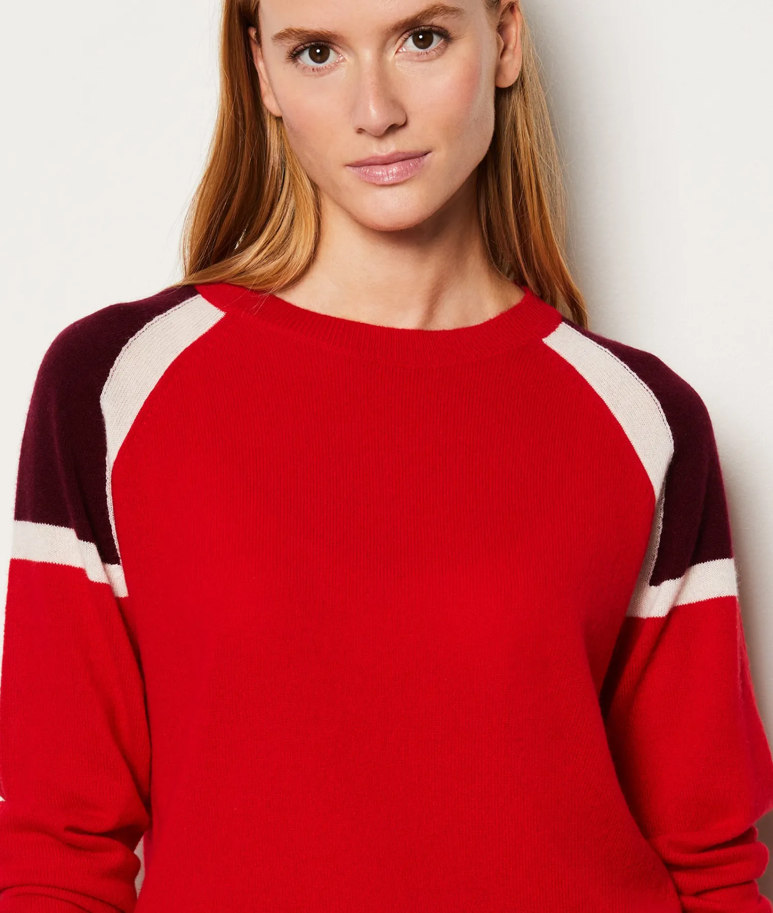 Etam Pull col rond cachemire patch épaules ROUGE Fashion