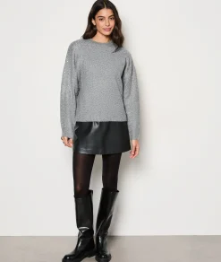 Etam Pull col rond détails strass GRIS Online