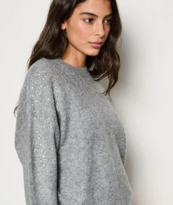 Etam Pull col rond détails strass GRIS Online