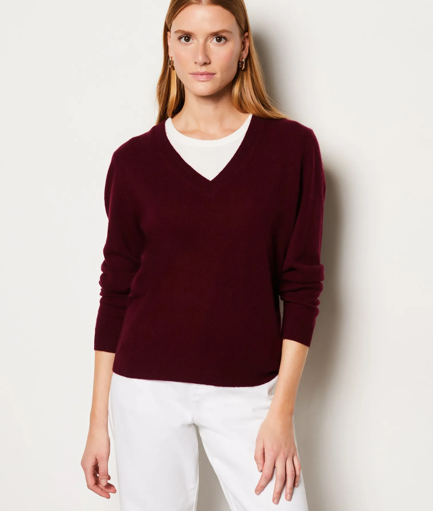 Etam Pull col V 100% cachemire BORDEAUXGRENAT Sale