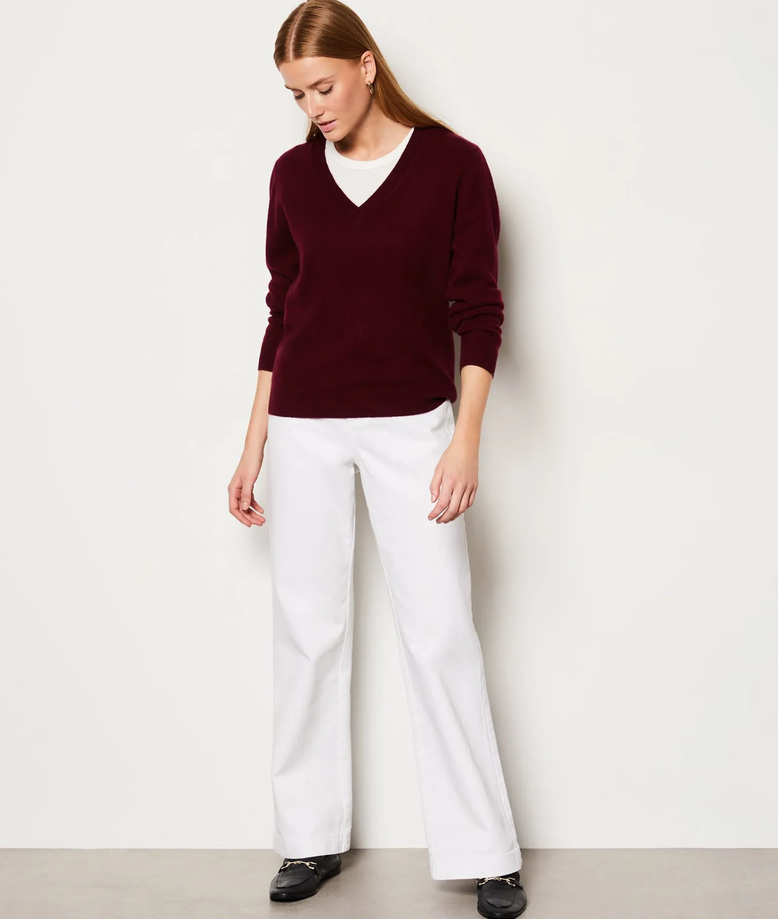 Etam Pull col V 100% cachemire BORDEAUXGRENAT Sale