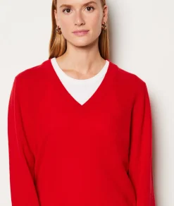 Etam Pull col V 100% cachemire ROUGE Flash Sale