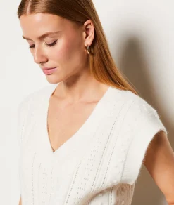 Etam Pull col V sans manches ECRU Best Sale