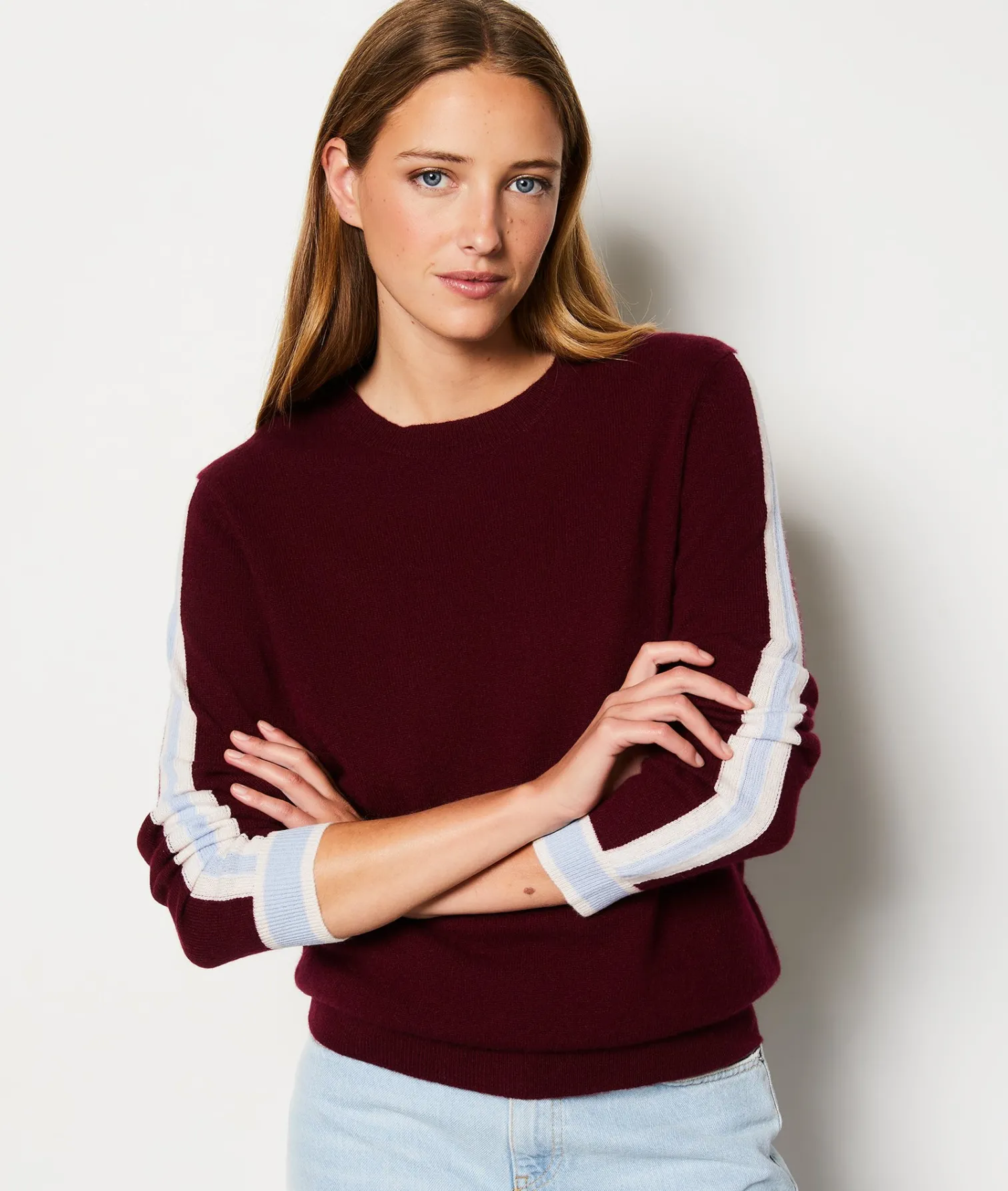 Etam Pull en 100% cachemire avec détails sur les manches BORDEAUXGRENAT Outlet