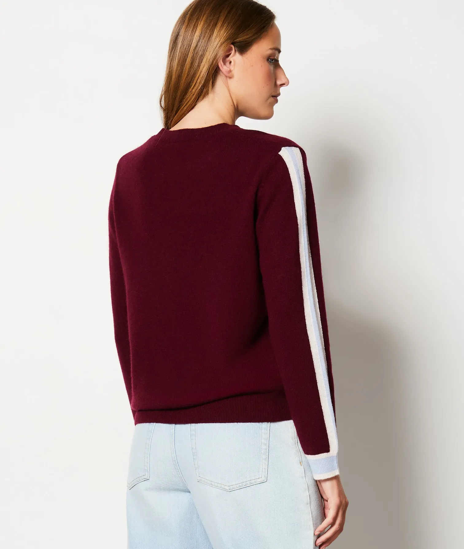 Etam Pull en 100% cachemire avec détails sur les manches BORDEAUXGRENAT Outlet