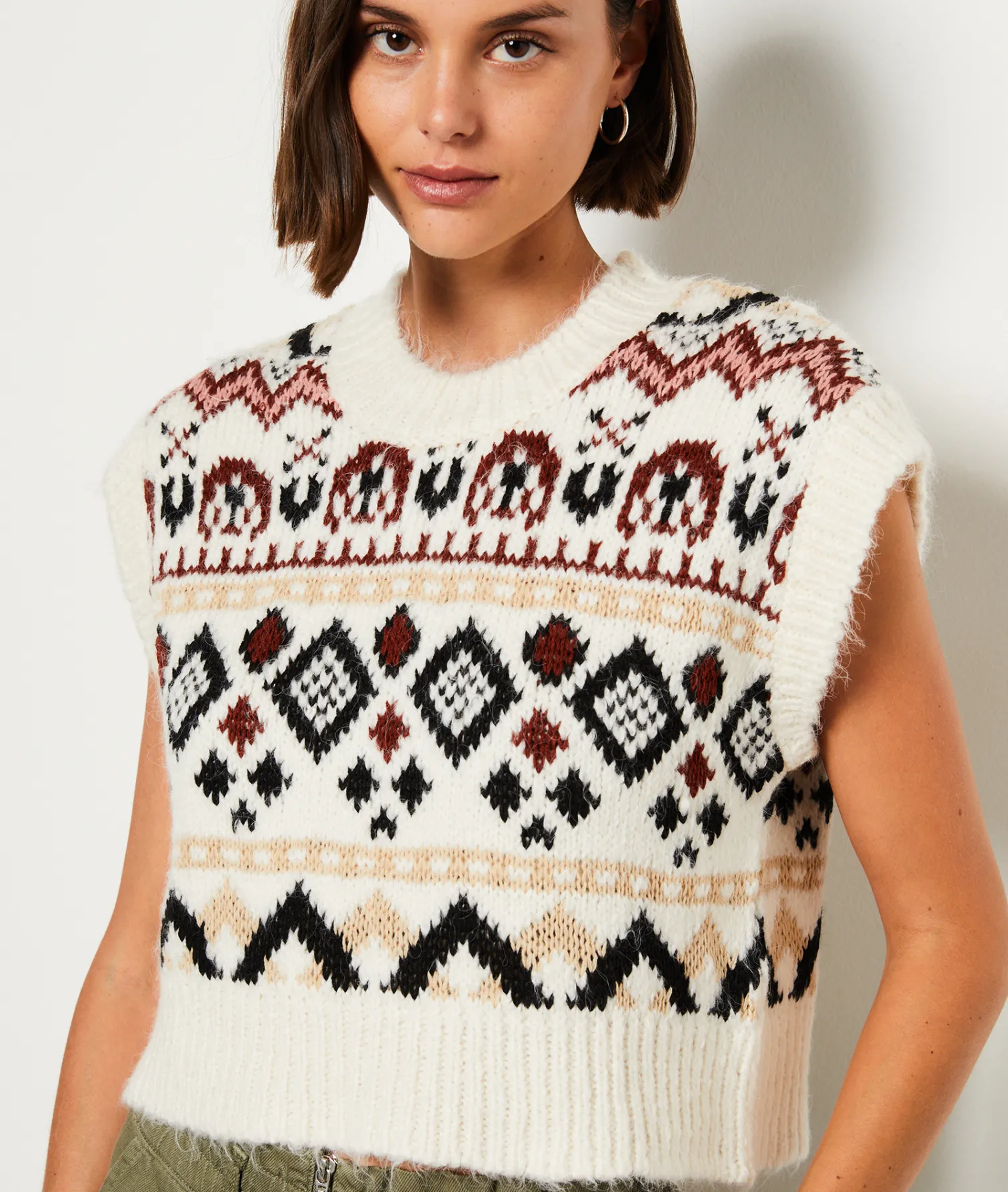 Etam Pull sans manches à motifs ECRU Discount