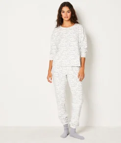 Etam Pyjama Trousers with Cat Patterns ECRU Clearance