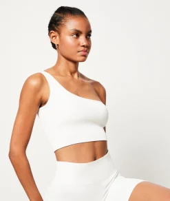 Etam Ribbed Asymmetric Bralette - Light Support WHITE Fashion