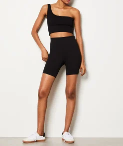 Etam Ribbed Asymmetric Bralette - Light Support BLACK Cheap