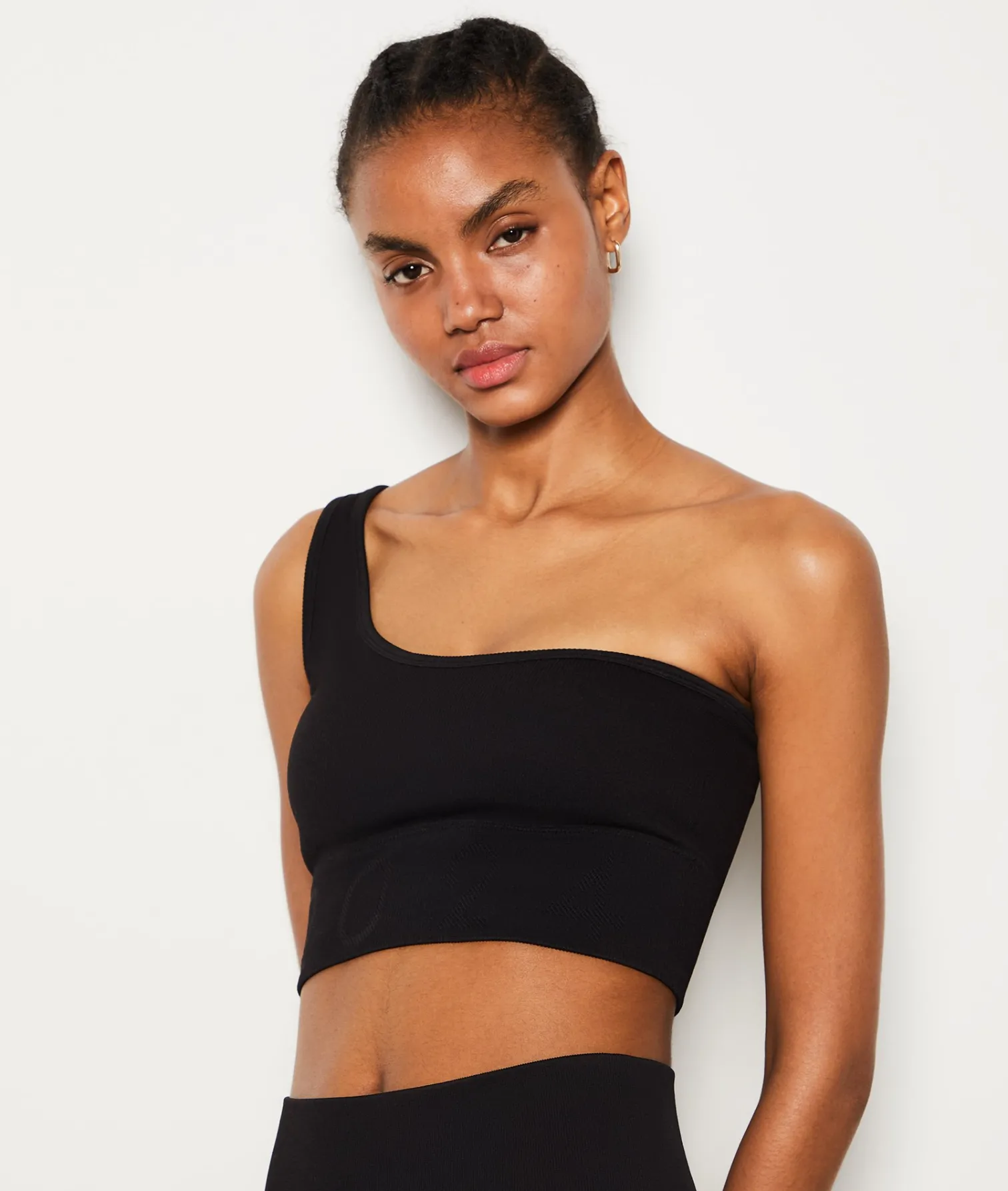 Etam Ribbed Asymmetric Bralette - Light Support BLACK Cheap