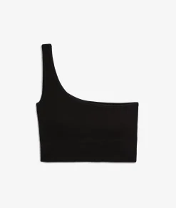 Etam Ribbed Asymmetric Bralette - Light Support BLACK Cheap