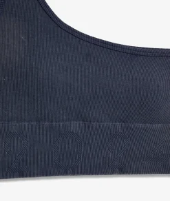 Etam Ribbed Asymmetric Bralette - Light Support BLUE New