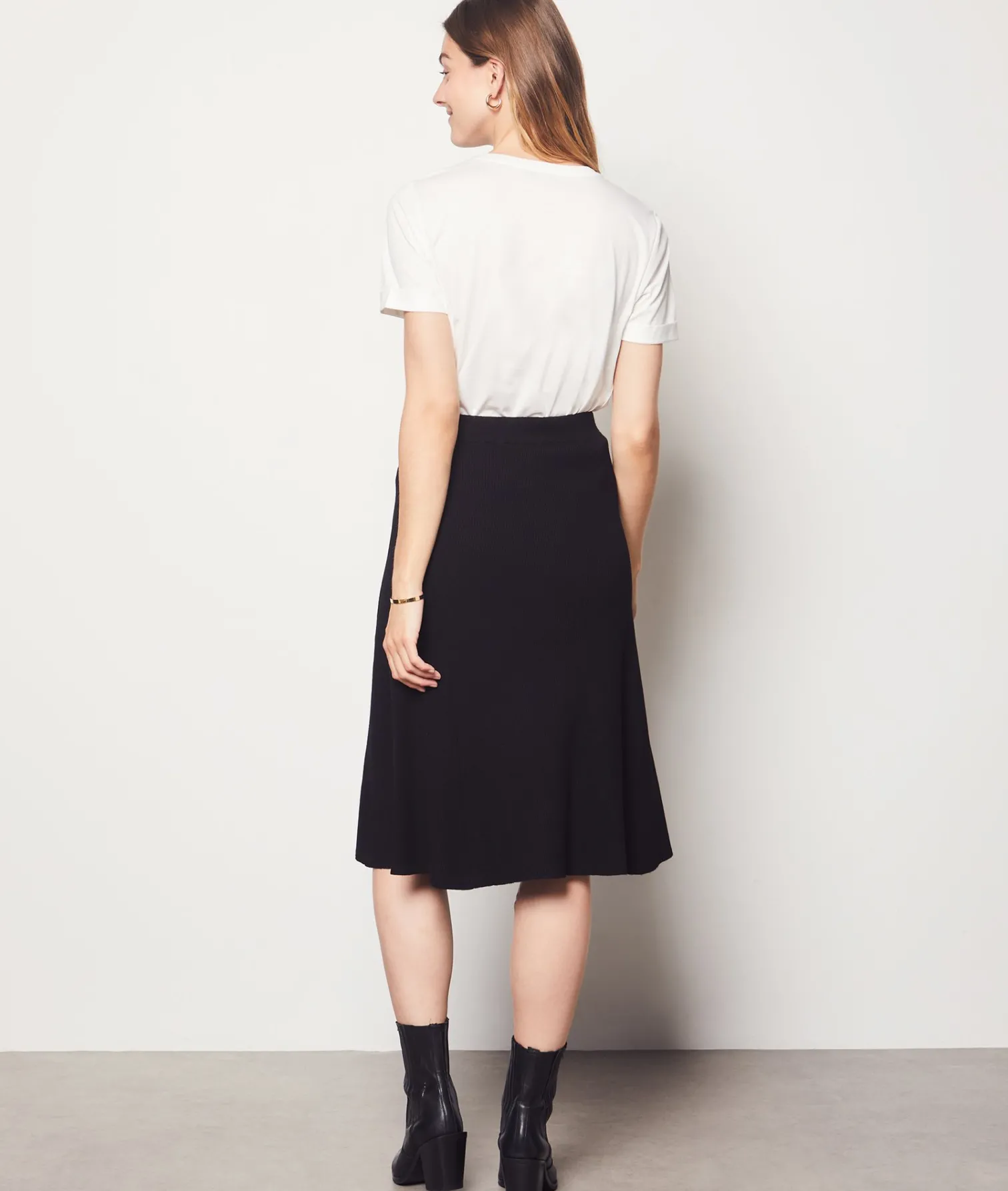 Etam Ribbed Midi Skirt BLACK Best Sale
