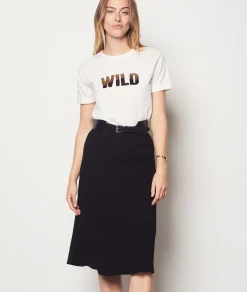 Etam Ribbed Midi Skirt BLACK Best Sale