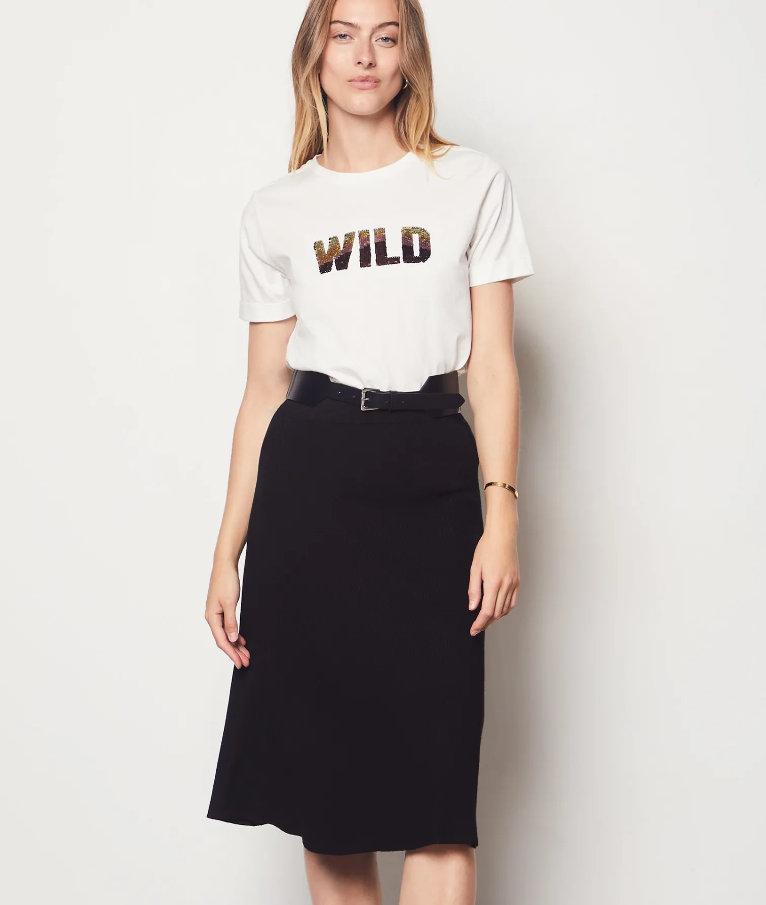 Etam Ribbed Midi Skirt BLACK Best Sale