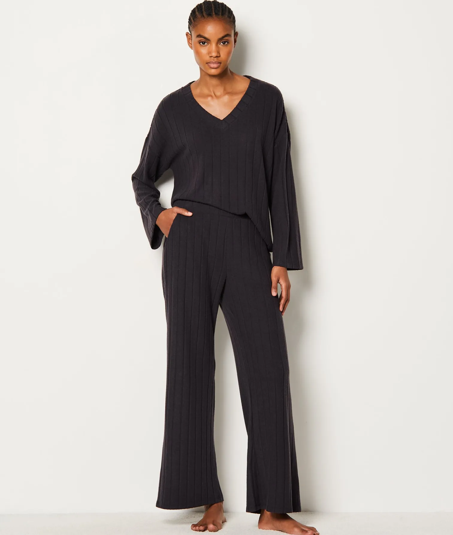 Etam Ribbed Pyjama Bottoms NOIR Sale