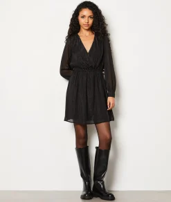 Etam Robe courte col V à paillettes NOIR Sale