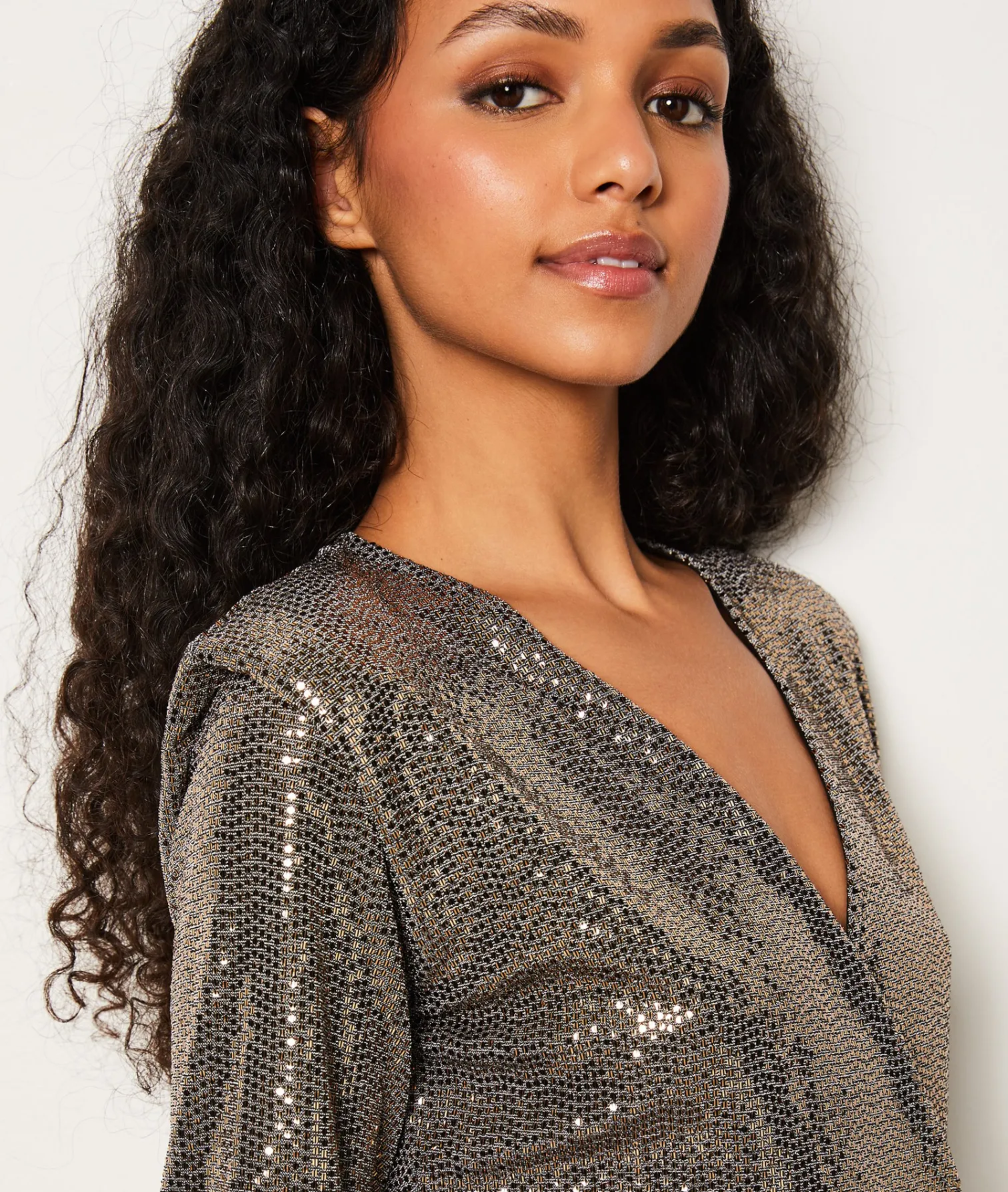 Etam Robe courte col V à sequins ARGENT Cheap