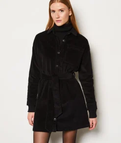 Etam Robe courte côtelée en coton NOIR Discount