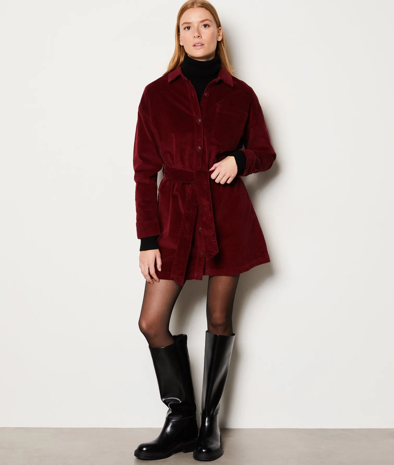 Etam Robe courte côtelée en coton BORDEAUXGRENAT Best Sale