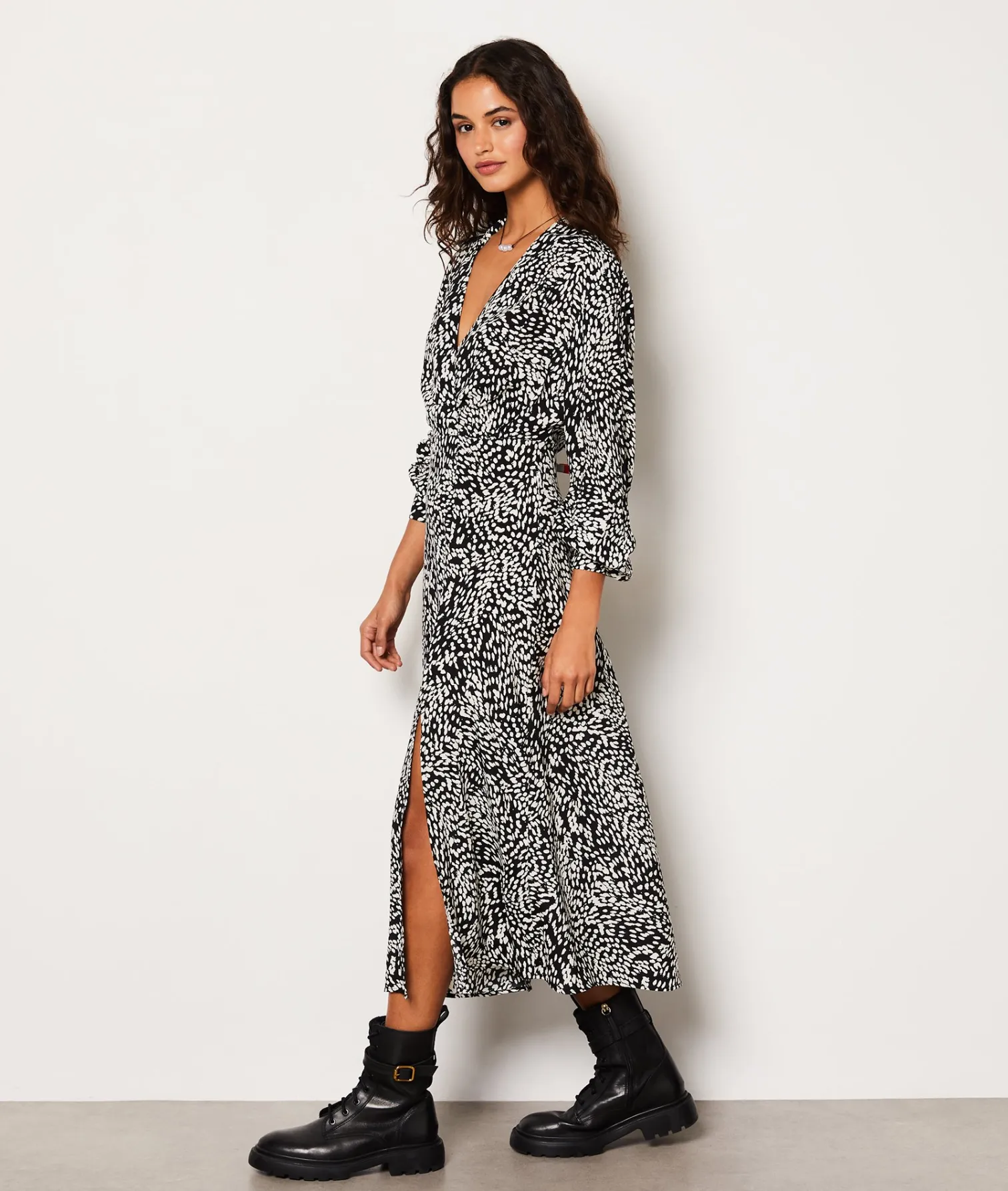 Etam Robe longue à motifs manches 3/4 IMPFDBLANC Flash Sale