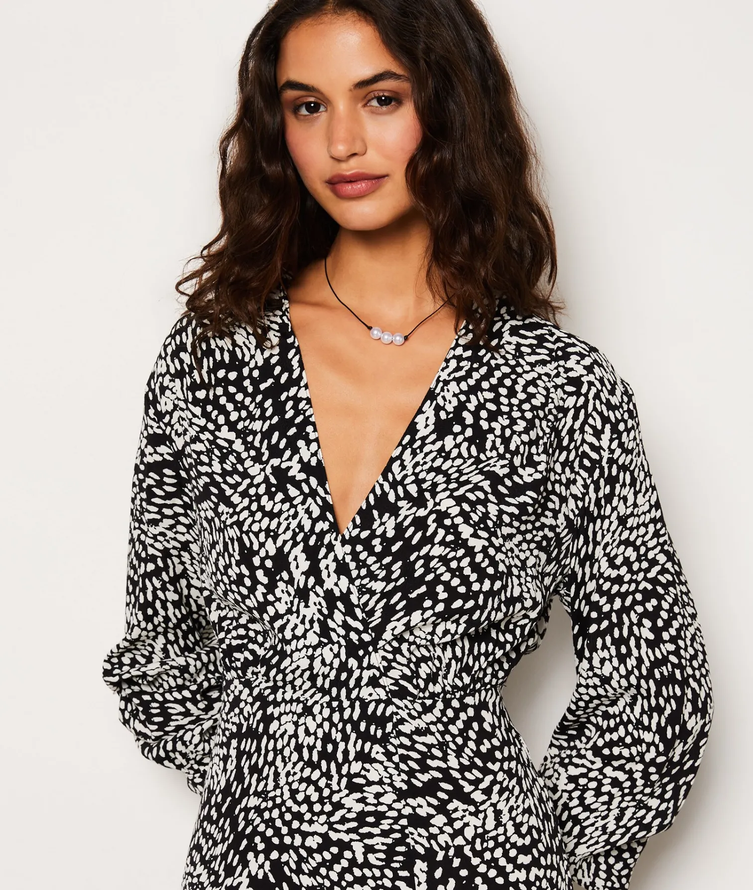 Etam Robe longue à motifs manches 3/4 IMPFDBLANC Flash Sale