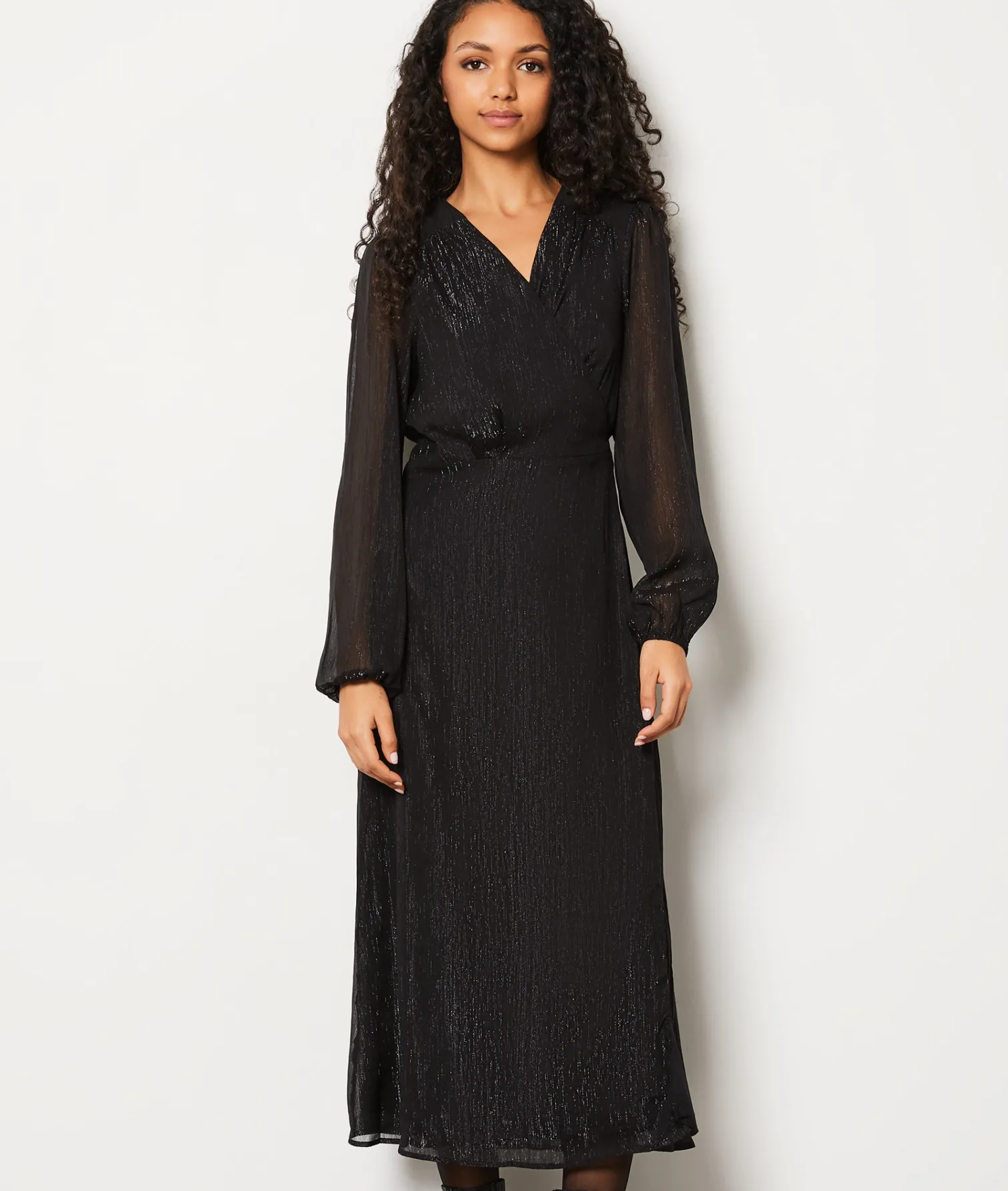 Etam Robe longue à paillettes NOIR Discount
