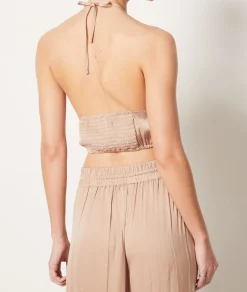 Etam Satin Cropped Camisole BEIGE Fashion