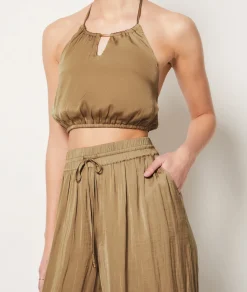Etam Satin Cropped Camisole GREEN Online