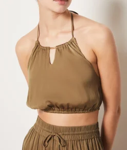 Etam Satin Cropped Camisole GREEN Online