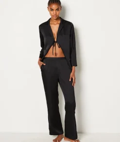 Etam Satin Pyjama Bottoms NOIR Cheap