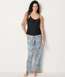 Etam Satin Pyjama Bottoms BLEU Flash Sale