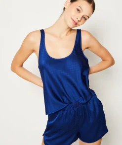 Etam Satin Pyjama Shorts INK Hot