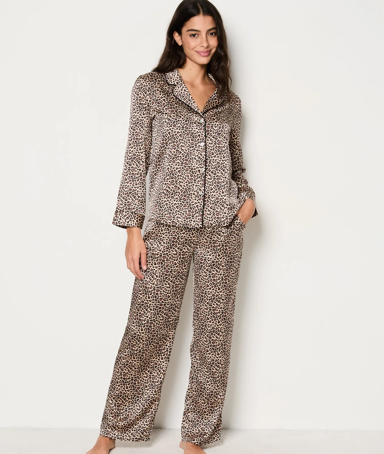 Etam Set cadeau pyjama et masque satiné motifs léopard IMPFDECRU New