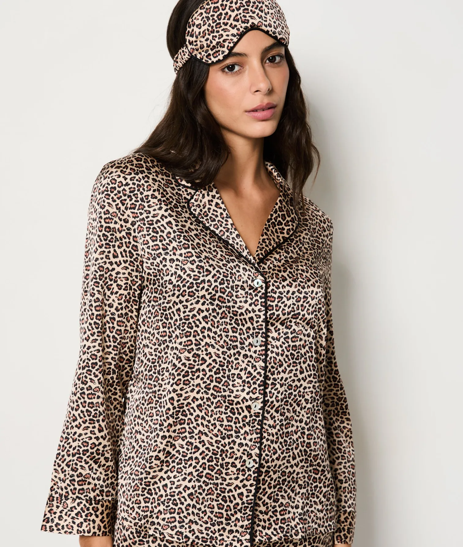 Etam Set cadeau pyjama et masque satiné motifs léopard IMPFDECRU New