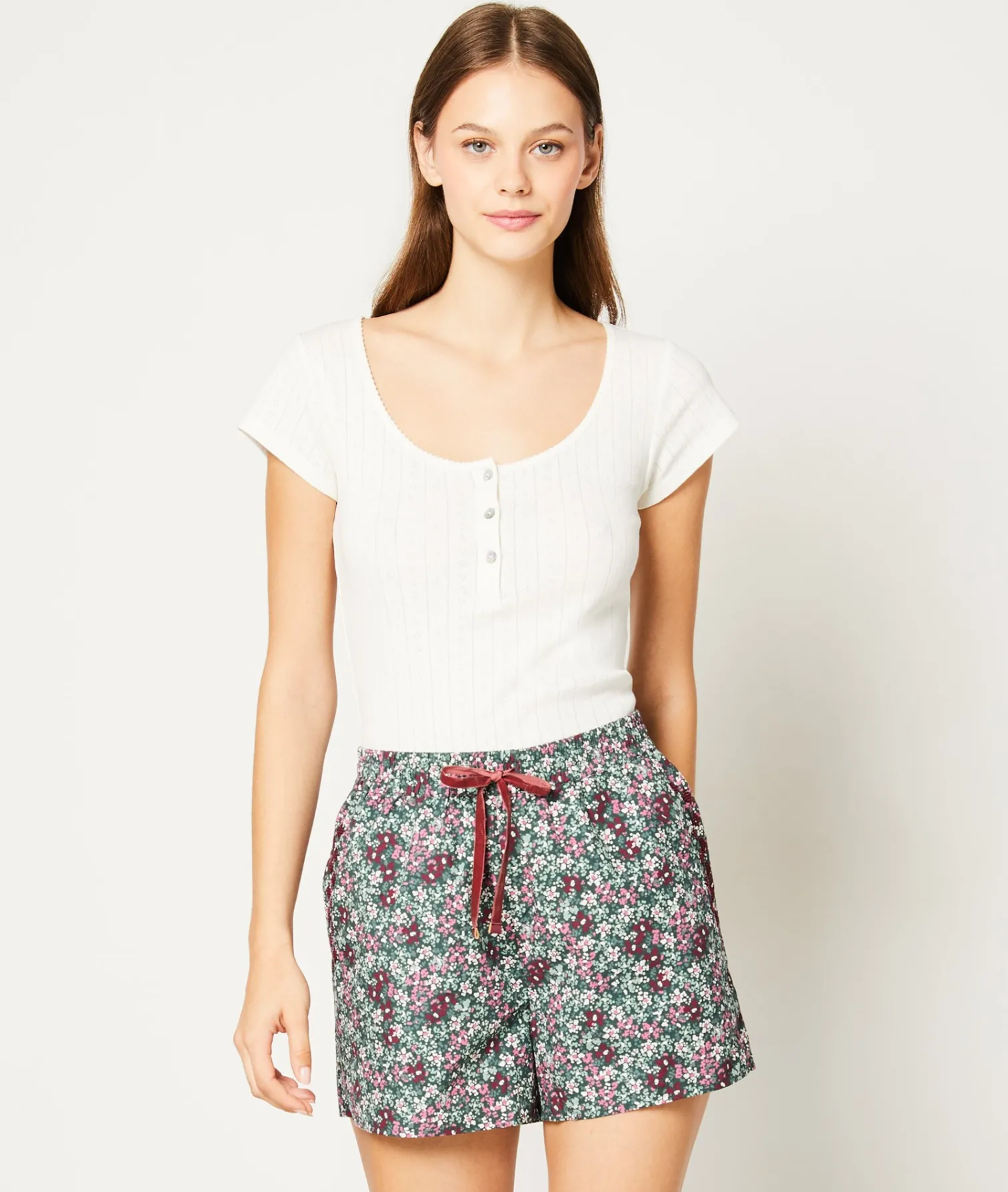 Etam Short de pyjama en coton à motifs fleurs IMPBLEUVERT Store