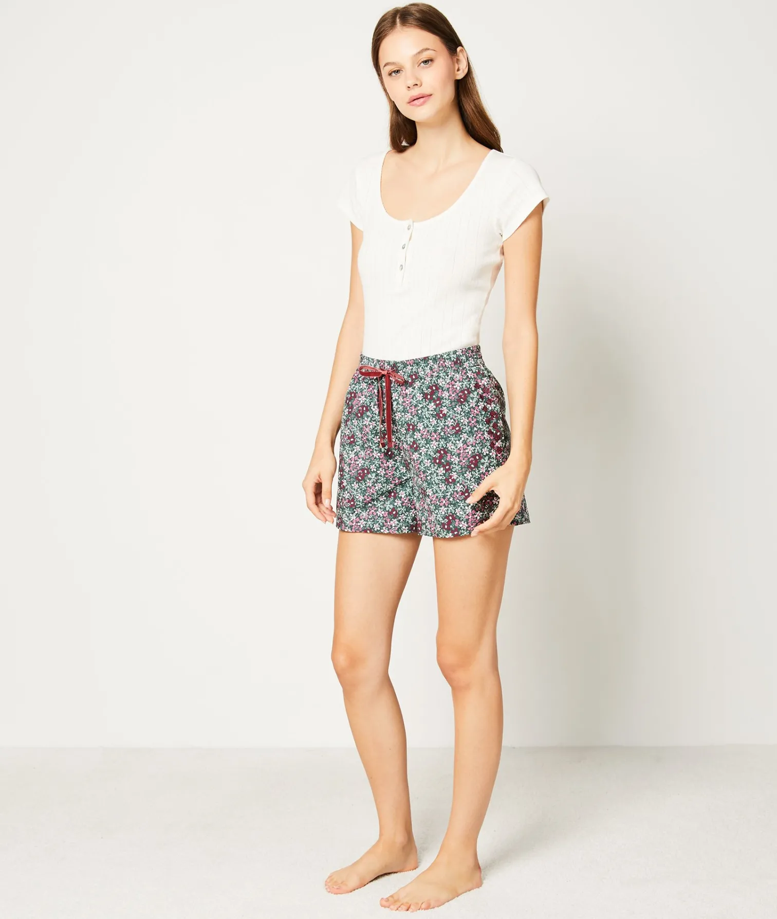 Etam Short de pyjama en coton à motifs fleurs IMPBLEUVERT Store