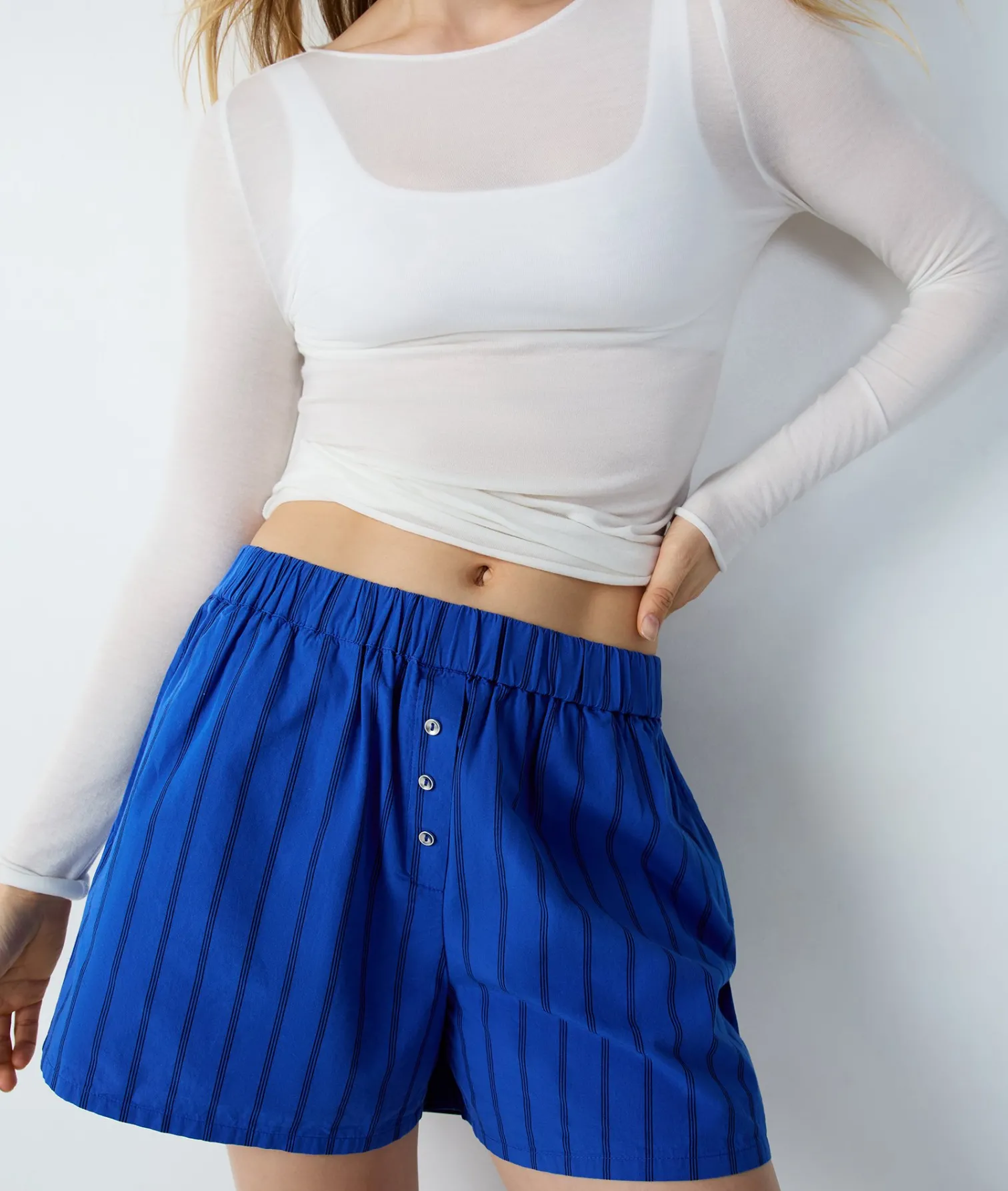 Etam Short de pyjama en coton à rayures BLEUROYAL Discount