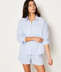 Etam Short de pyjama en lin BLEU Shop