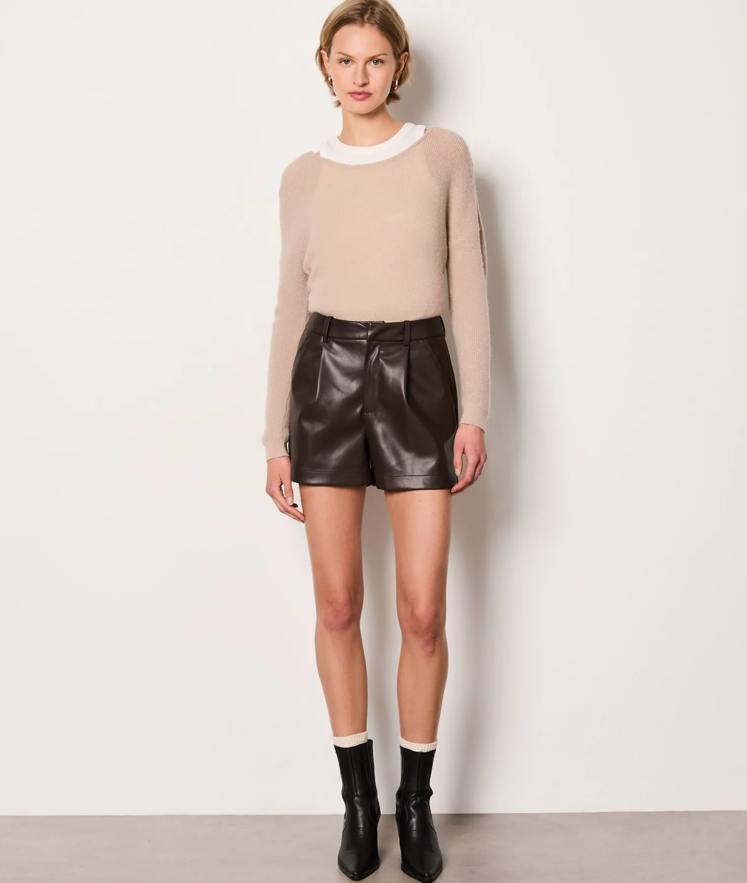 Etam Short en simili cuir MARRON Cheap