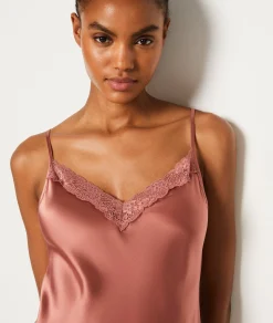 Etam Short Satin Nightdress with Lace Neckline PARME Fashion