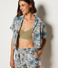 Etam Short-sleeved pyjama shirt with palm print MULTICOLOURED Best