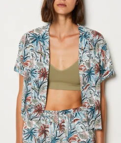Etam Short-sleeved pyjama shirt with palm print MULTICOLOURED Best